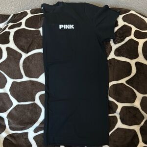 Women black crew neck tee shirt from Pink.